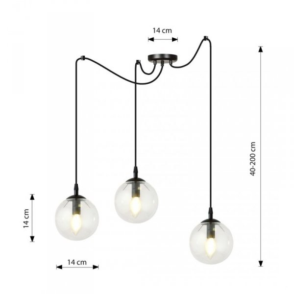LAMPA WISZĄCA SPIDER PAJĄK KLOSZE SZKLANE KULE EMIBIG GIGI 3 BL TRANSPARENT