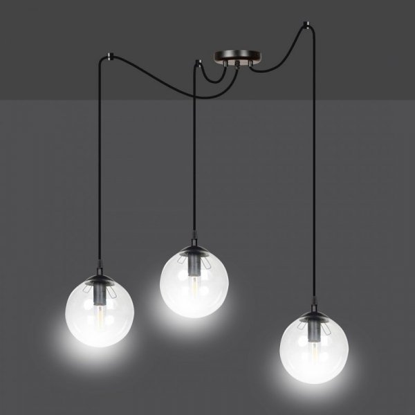 LAMPA WISZĄCA SPIDER PAJĄK KLOSZE SZKLANE KULE EMIBIG GIGI 3 BL TRANSPARENT