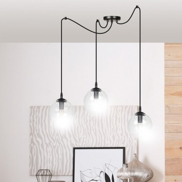 LAMPA WISZĄCA SPIDER PAJĄK KLOSZE SZKLANE KULE EMIBIG GIGI 3 BL TRANSPARENT