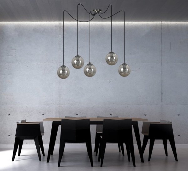 LAMPA WISZĄCA SPIDER PAJĄK KLOSZE SZKLANE KULE EMIBIG GIGI 5 BL GRAFIT