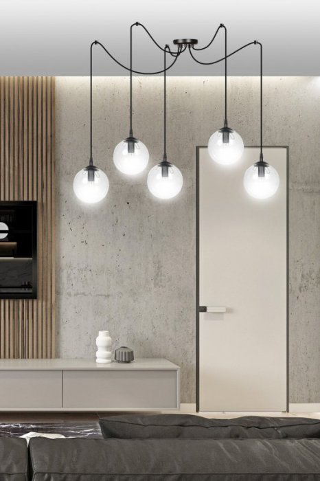 LAMPA WISZĄCA SPIDER PAJĄK KLOSZE SZKLANE KULE EMIBIG GIGI 5 BL TRANSPARENT