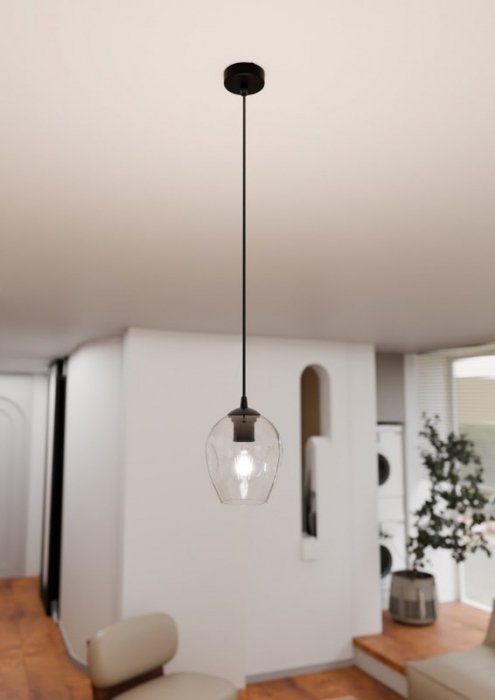 LAMPA WISZĄCA CZARNA NAD STÓŁ DO KUCHNI JADALNI SALONU EMIBIG ISTAR 1 BL TRANSPARENT