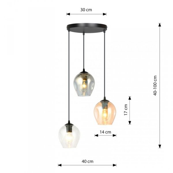 LAMPA WISZĄCA CZARNA NAD STÓŁ DO KUCHNI JADALNI SALONU EMIBIG ISTAR 3 BL PREMIUM MIX