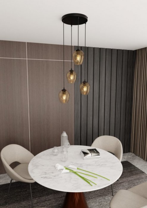 LAMPA WISZĄCA CZARNA NAD STÓŁ DO KUCHNI JADALNI SALONU EMIBIG ISTAR 4 BL PREMIUM MIODOWY