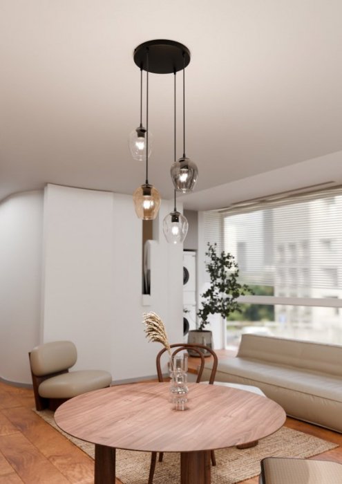 LAMPA WISZĄCA CZARNA NAD STÓŁ DO KUCHNI JADALNI SALONU EMIBIG ISTAR 4 BL PREMIUM MIX