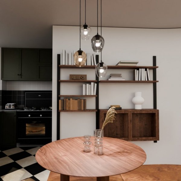 LAMPA WISZĄCA CZARNA NAD STÓŁ DO KUCHNI JADALNI SALONU EMIBIG ISTAR 4 BL PREMIUM MIX