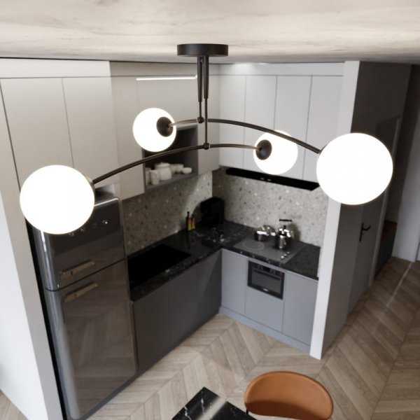 LAMPA WISZĄCA NOWOCZESNA KULE BIAŁE EMIBIG PREGOS 4 BLACK
