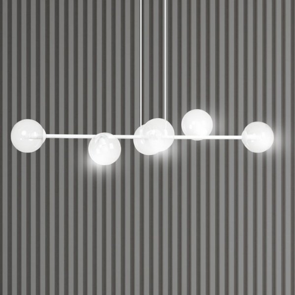 LAMPA WISZĄCA BIAŁA SZKLANE KLOSZE KULE DO SALONU SYPIALNI JADALNI NAD STÓŁ EMIBIG ROSSI 6 WH TRANSPARENT