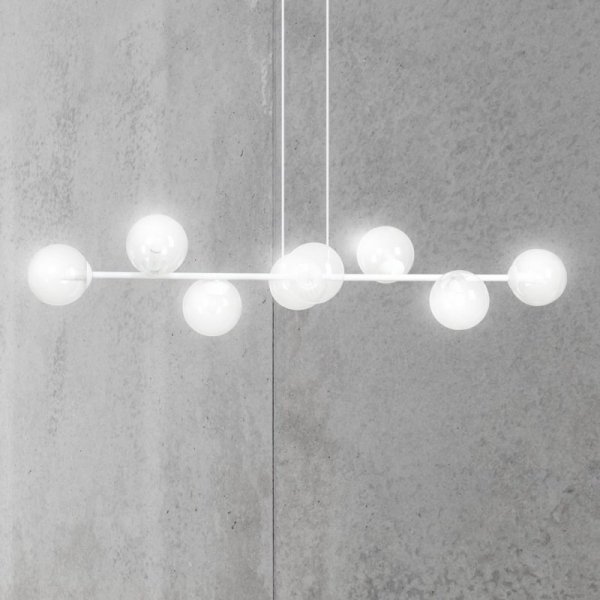 LAMPA WISZĄCA BIAŁA SZKLANE KLOSZE KULE DO SALONU SYPIALNI JADALNI NAD STÓŁ EMIBIG ROSSI 8 WH TRANSPARENT