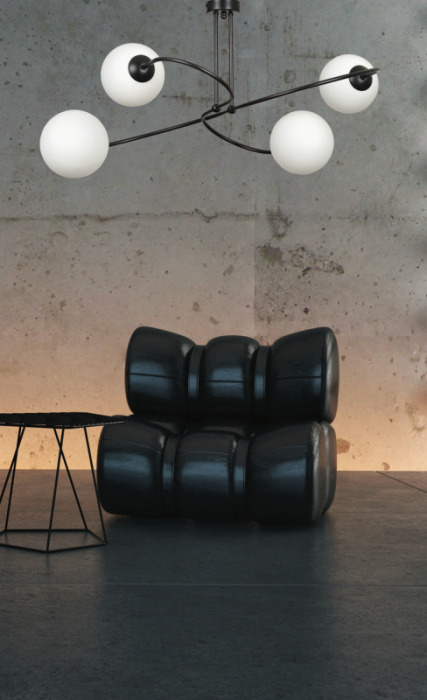 LAMPA SUFITOWA KULE SZKLANE BIAŁE MLECZNE EMIBIG SELBI 4 BLACK