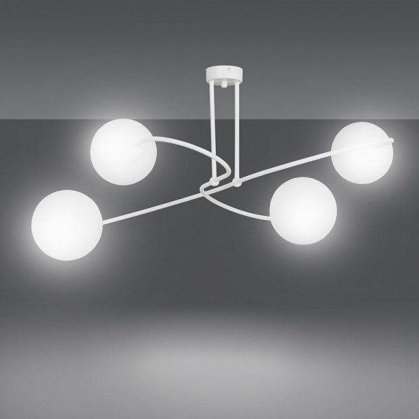 LAMPA SUFITOWA KULE SZKLANE BIAŁE MLECZNE EMIBIG SELBI 4 WHITE
