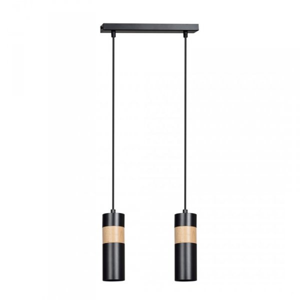 LAMPA WISZĄCA TUBA NAD STÓŁ Z DREWNEM EMIBIG AKARI 2 BLACK