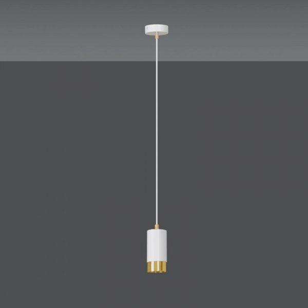 LAMPA WISZĄCA TUBA NAD STÓŁ DO KUCHNI JADALNI EMIBIG FUMIKO 1 WH/GOLD