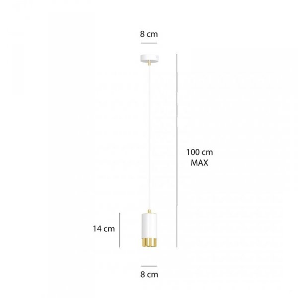 LAMPA WISZĄCA TUBA NAD STÓŁ DO KUCHNI JADALNI EMIBIG FUMIKO 1 WH/GOLD
