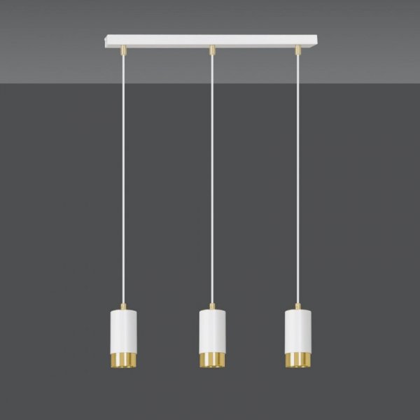 LAMPA WISZĄCA TUBA NAD STÓŁ DO KUCHNI JADALNI EMIBIG FUMIKO 3 WH/GOLD