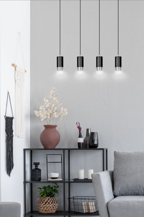 LAMPA WISZĄCA TUBA NAD STÓŁ DO KUCHNI JADALNI EMIBIG FUMIKO 4 BL/CHROME
