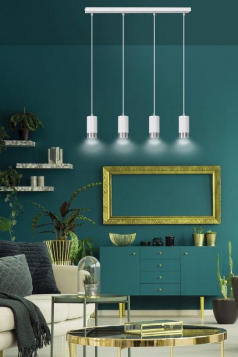 LAMPA WISZĄCA TUBA NAD STÓŁ DO KUCHNI JADALNI EMIBIG FUMIKO 4 WH/CHROME
