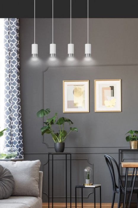 LAMPA WISZĄCA TUBA NAD STÓŁ DO KUCHNI JADALNI EMIBIG FUMIKO 4 WH/CHROME