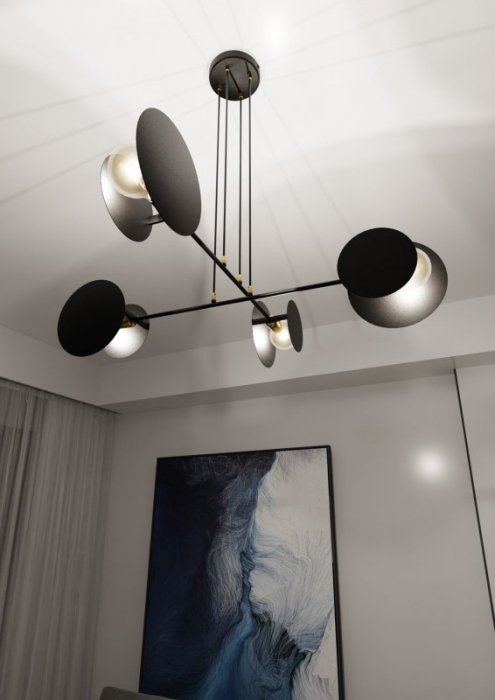 LAMPA WISZĄCA NOWOCZESNA DO SALONU POKOJU EMIBIG IDEA 4 BLACK