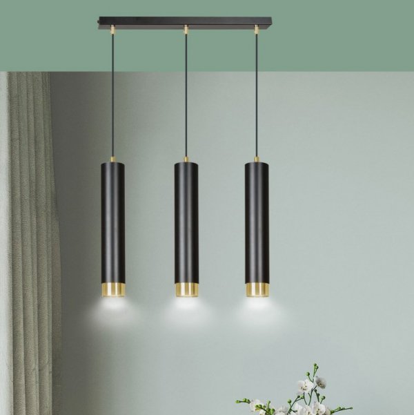 LAMPA WISZĄCA NAD STÓŁ DO KUCHNI JADALNI TUBA EMIBIG KIBO 3 BL/GOLD