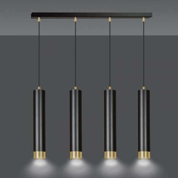 LAMPA WISZĄCA NAD STÓŁ DO KUCHNI JADALNI TUBA EMIBIG KIBO 4 BL/GOLD