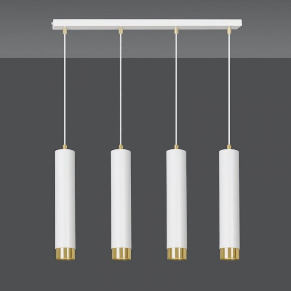 LAMPA WISZĄCA NAD STÓŁ DO KUCHNI JADALNI TUBA EMIBIG KIBO 4 WH/GOLD