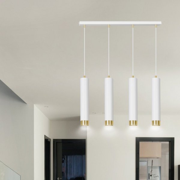 LAMPA WISZĄCA NAD STÓŁ DO KUCHNI JADALNI TUBA EMIBIG KIBO 4 WH/GOLD