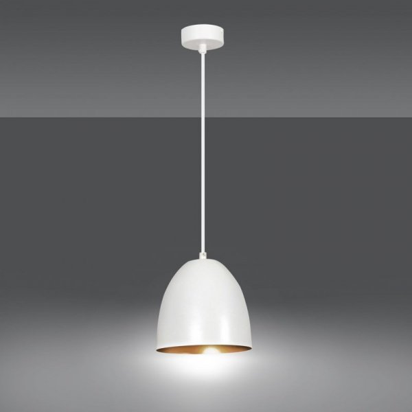 LAMPA WISZĄCA METALOWA KOPUŁA NAD STÓŁ WYSPĘ EMIBIG LENOX 1 WHITE / GOLD