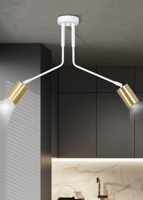 LAMPA WISZĄCA SUFITOWA NOWOCZESNA ZŁOTY REFLEKTOR EMIBIG VERNO 2 WHITE
