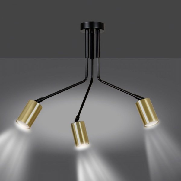LAMPA WISZĄCA SUFITOWA NOWOCZESNA ZŁOTY REFLEKTOR EMIBIG VERNO 3 BLACK