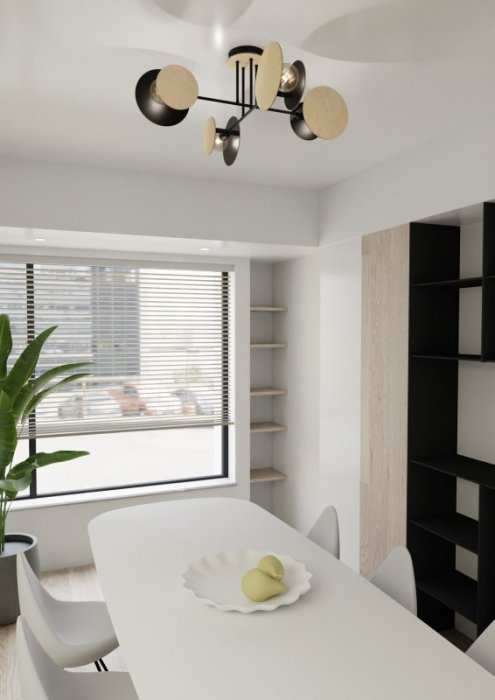 LAMPA WISZĄCA NOWOCZESNA Z DREWNEM EMIBIG ZITA 4 BLACK