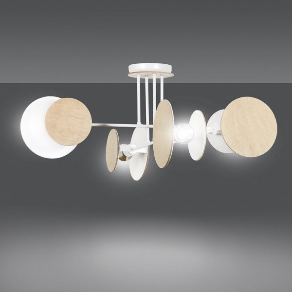 LAMPA WISZĄCA NOWOCZESNA Z DREWNEM EMIBIG ZITA 4 WHITE