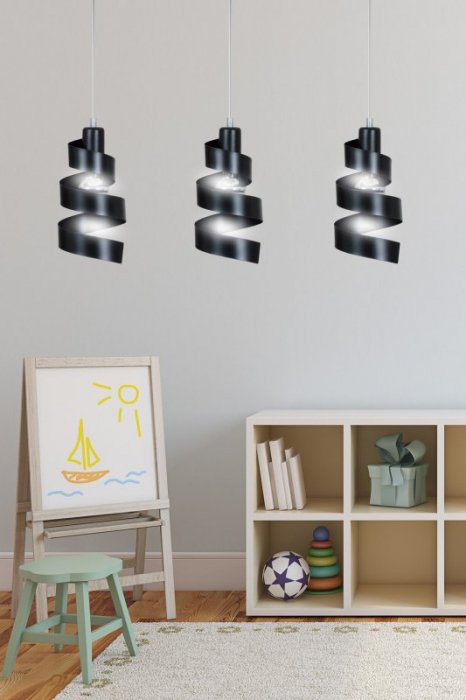 LAMPA WISZĄCA DEKORACYJNA NAD STÓŁ SPIRALA EMIBIG SAGA 3 BLACK