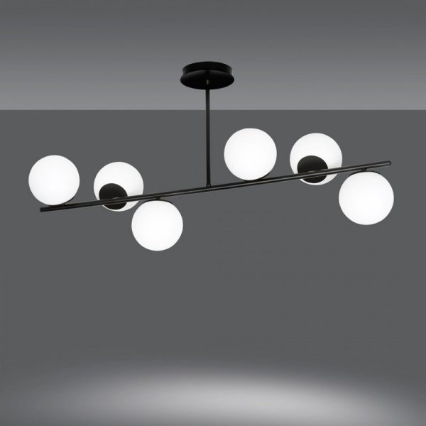 LAMPA WISZĄCA SUFITOWA BIAŁE KULE EMIBIG BIOR 6 BLACK