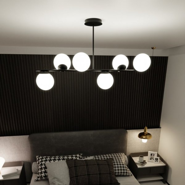 LAMPA WISZĄCA SUFITOWA BIAŁE KULE EMIBIG BIOR 6 BLACK