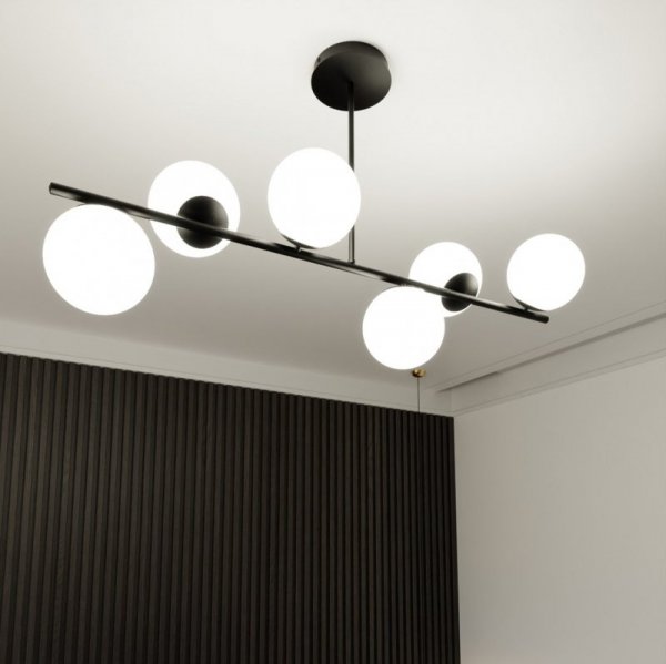 LAMPA WISZĄCA SUFITOWA BIAŁE KULE EMIBIG BIOR 6 BLACK