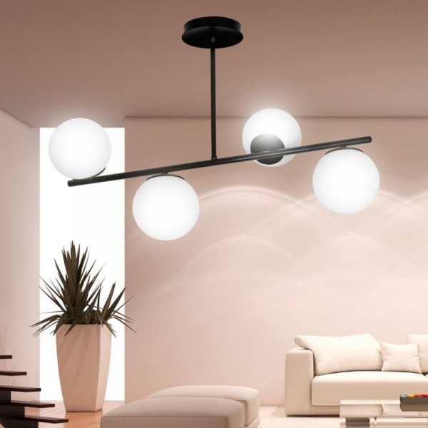 LAMPA WISZĄCA SUFITOWA BIAŁE KULE EMIBIG BIOR 4 BLACK