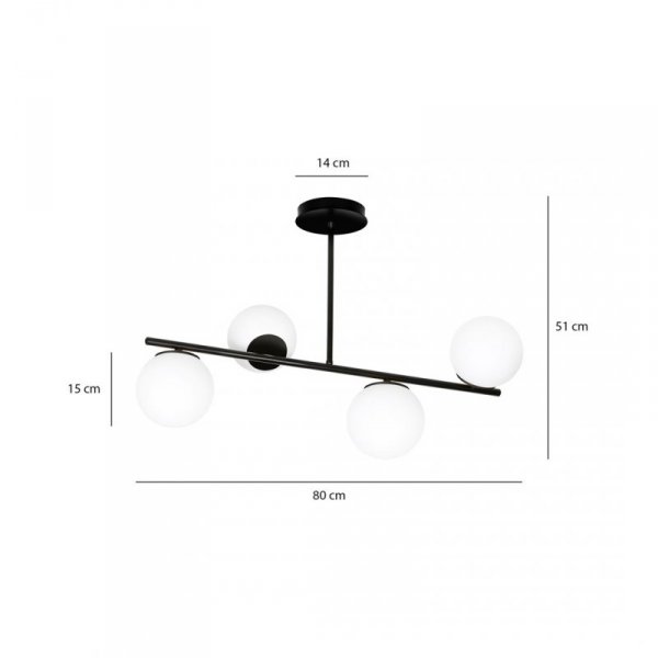 LAMPA WISZĄCA SUFITOWA BIAŁE KULE EMIBIG BIOR 4 BLACK