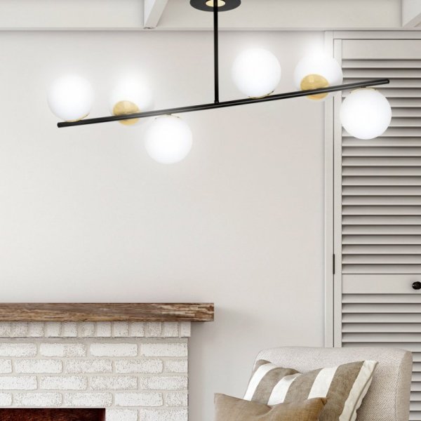 LAMPA WISZĄCA KULE BIAŁE DO POKOJU SYPIALNI EMIBIG FLOKI 6 BLACK GOLD