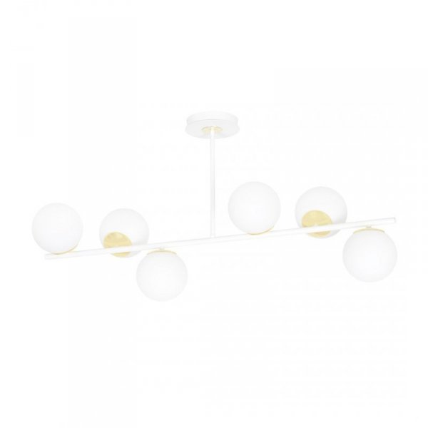 LAMPA WISZĄCA KULE BIAŁE DO POKOJU SYPIALNI EMIBIG FLOKI 6 WHITE GOLD