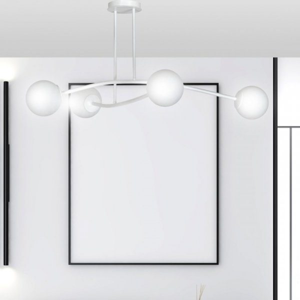 LAMPA WISZĄCA KULE BIAŁE DO SALONU POKOJU EMIBIG HALLDOR 6 WHITE