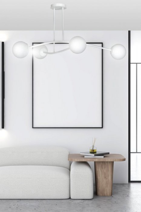 LAMPA WISZĄCA KULE BIAŁE DO SALONU POKOJU EMIBIG HALLDOR 6 WHITE