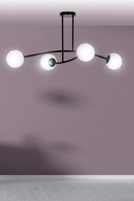LAMPA WISZĄCA KULE BIAŁE DO SALONU POKOJU EMIBIG HALLDOR 4 BLACK