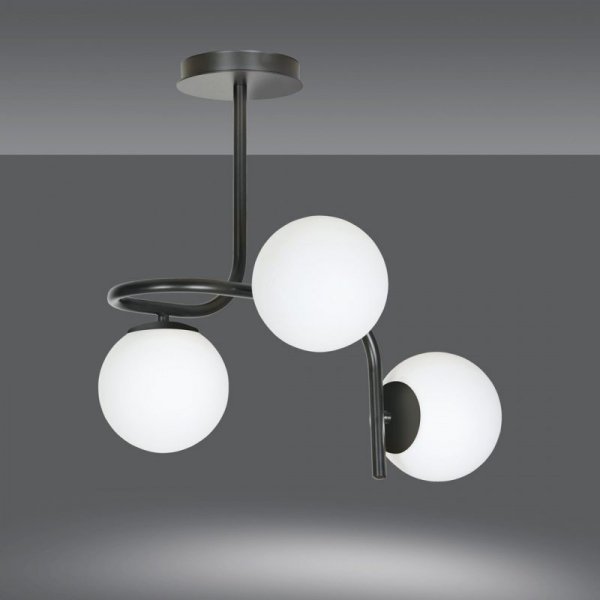 LAMPA SUFITOWA KULE BIAŁE DO POKOJU SYPIALNI SALONU EMIBIG KALF 3 BLACK