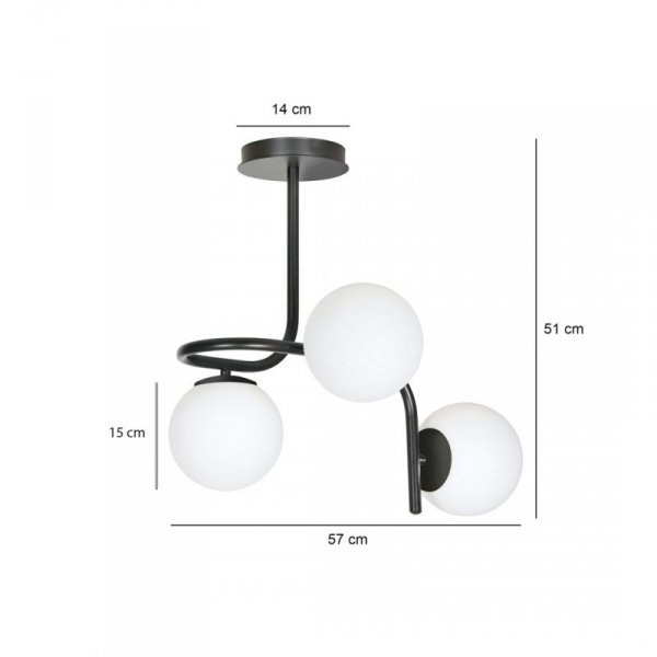 LAMPA SUFITOWA KULE BIAŁE DO POKOJU SYPIALNI SALONU EMIBIG KALF 3 BLACK