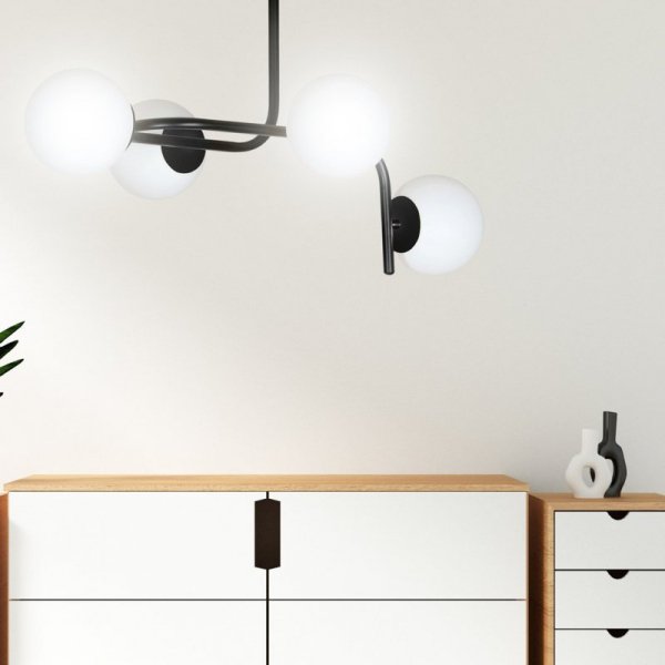LAMPA SUFITOWA KULE BIAŁE DO POKOJU SYPIALNI SALONU EMIBIG KALF 4A BLACK