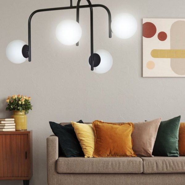 LAMPA SUFITOWA KULE BIAŁE DO POKOJU SYPIALNI SALONU EMIBIG KALF 4B BLACK