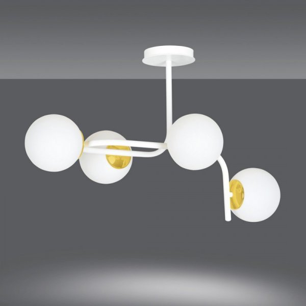 LAMPA SUFITOWA NOWOCZESNA KULE BIAŁE EMIBIG RAGNAR 4A WHITE GOLD