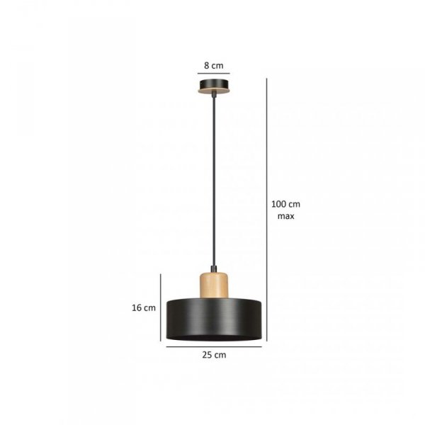 LAMPA WISZĄCA NAD STÓŁ Z DREWNEM EMIBIG TORIN 1 BLACK