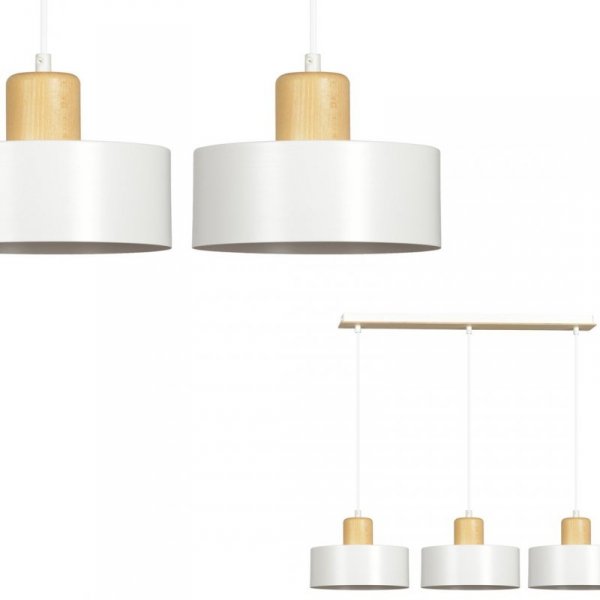 LAMPA WISZĄCA NAD STÓŁ Z DREWNEM EMIBIG TORIN 3 WHITE